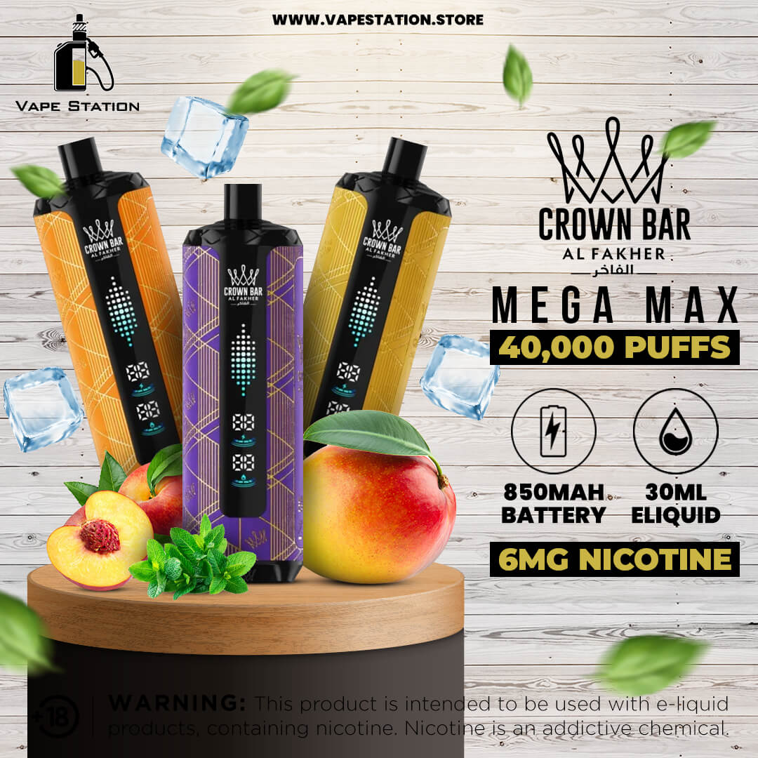 Al Fakher Crown Bar Mega Max 40,000 Puffs Disposable Vape – 6mg | Dubai UAE
