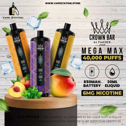 Al Fakher Crown Bar Mega Max 40,000 Puffs Disposable Vape – 6mg | Dubai UAE