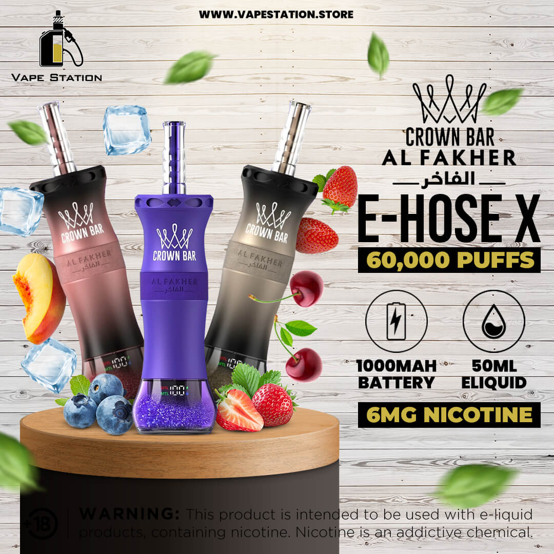 Al Fakher Crown Bar E-Hose X 60,000 Puffs Disposable Vape – 6mg | Dubai UAE