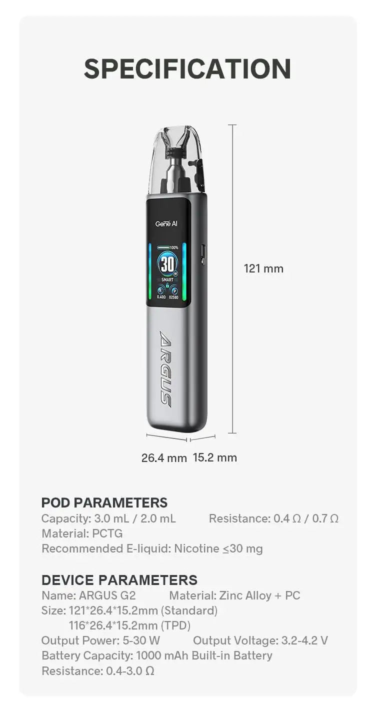 Voopoo Argus G2 Pod Kit – 30W, 1000mAh | Dubai UAE