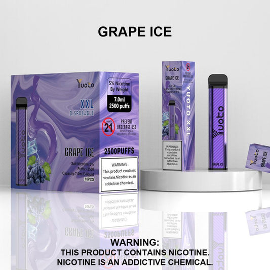 Yuoto XXL Disposable Vape – Grape Ice (2500 Puffs)