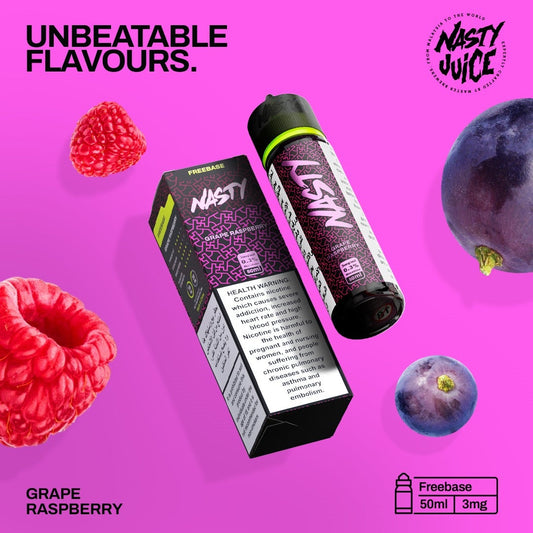 Nasty Grape Raspberry 50ml Freebase Vape Juice – 3mg | Dubai UAE