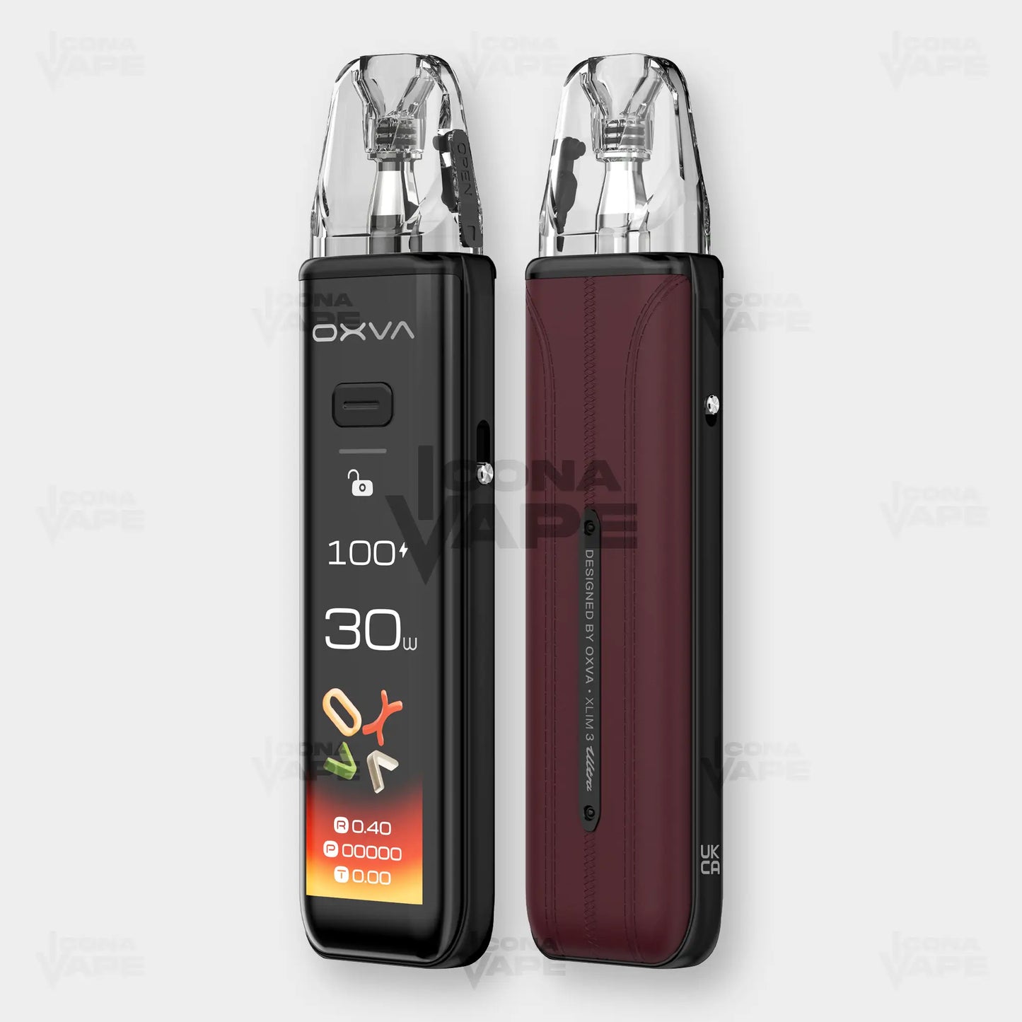 Oxva Xlim 3 Ultra bordeaux red pod system front and back premium leather finish vape Pakistan