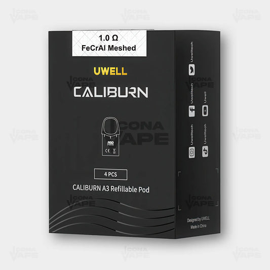 Uwell Caliburn A3 pods 1.0 ohm mesh 4 pack box - refillable cartridge packaging Pakistan