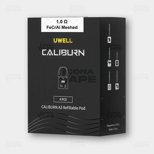 Uwell Caliburn A3 pods 1.0 ohm mesh 4 pack box - refillable cartridge packaging Pakistan