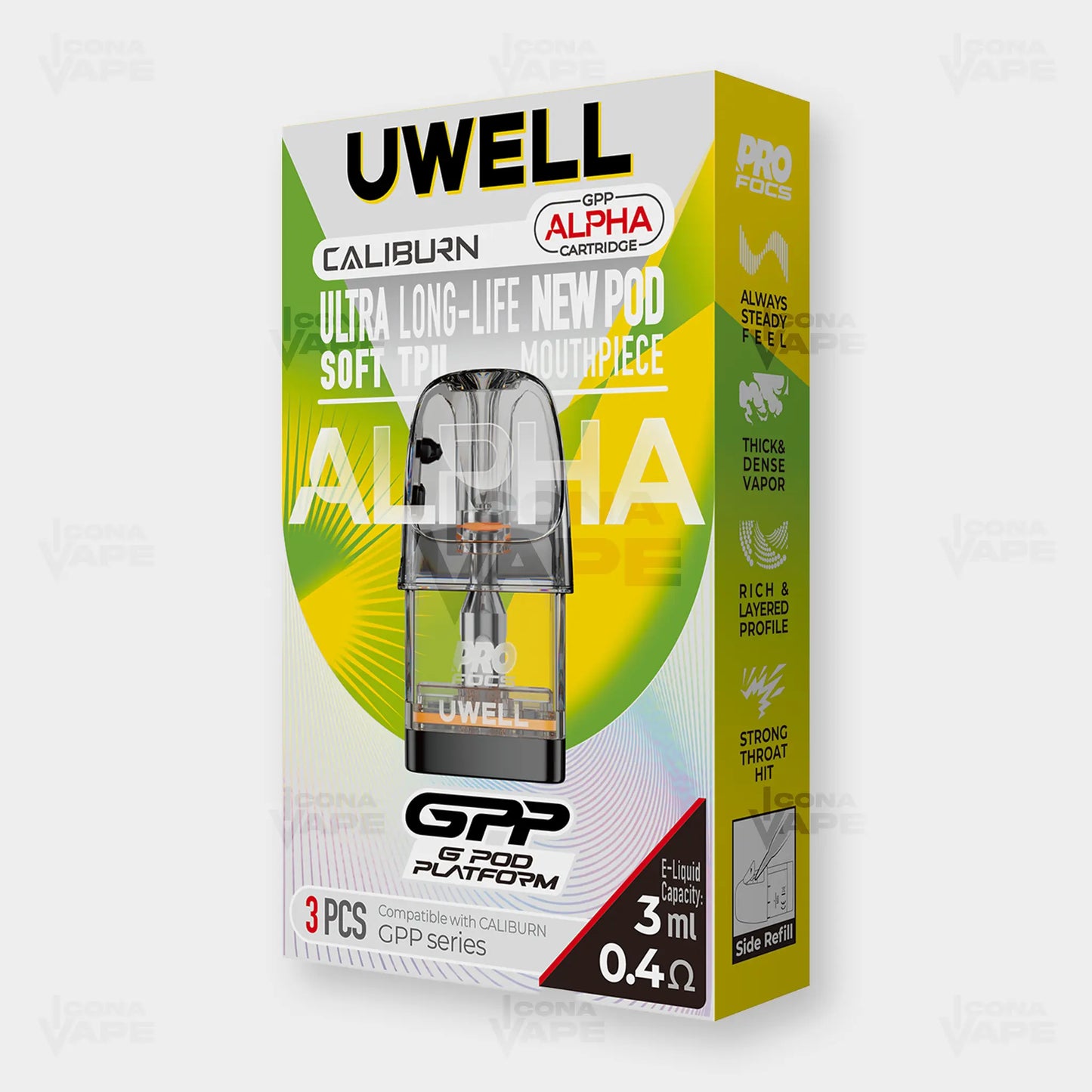 Uwell Caliburn GPP Alpha Cartridge 0.4 Ohm side refill pod Pakistan