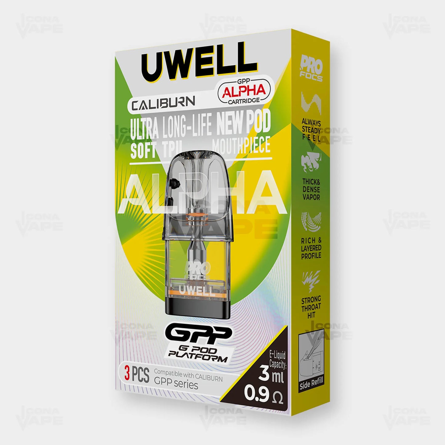 Uwell Caliburn GPP Alpha Cartridge 0.9 Ohm side refill pod Pakistan